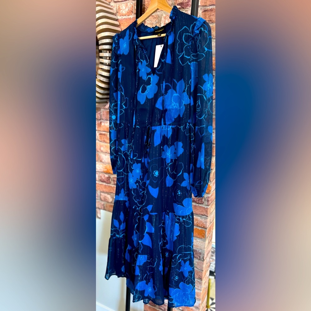 Long Black and Blue Floral Dress